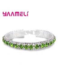 Zirconia Studded Crystal Bracelet - Green