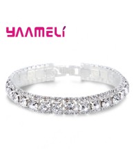 Zirconia Studded Crystal Bracelet - Silver