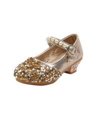 Stoned Pearl Girl Shoe - Gold