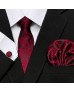 Men's Necktie, pocket square and cufflinks set - Black |Red