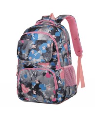 Love Pattern 2 in 1 School Backpack - Pink |Grey