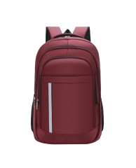 Plain 19" School|Laptop Backpack With Line - Wine 