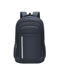 Plain 19" School|Laptop Backpack With Line - Navy Blue 