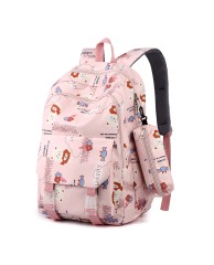 Happy Pattern 2 in 1 School Backpack - Pink
