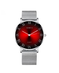 Geneva Women's Stainless steel Watch - Silver |Red