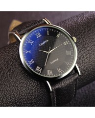 Geneva Men's Watch leather  - Black