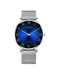 Geneva Women's Stainless steel Watch - Silver|Blue