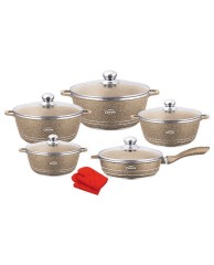 5 in 1 Desini cookware set - Brown 