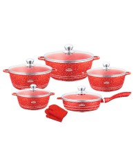 5 in 1 Desini cookware set - Red