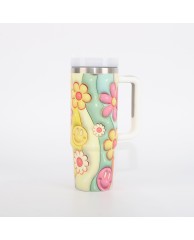 40oz Floral Theme Thermal Mug 