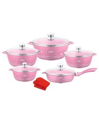 5 in 1 Desini cookware set - Pink