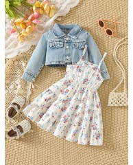 Girls 2 piece Set Gown and Jean Jacket 