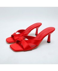 Ladies low Heel Mules - Red