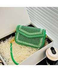 Ladies Jeweled Fashion Bag - Green 