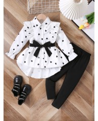 Girls 2 piece Outfit Set  - White |Black