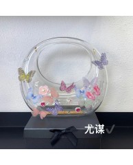 Ladies Floral Embellished Clutch Purse - White 