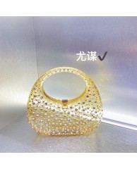 Ladies Stoned Transparent Clutch Purse - Yellow
