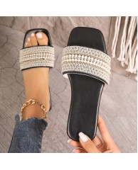 Ladies Fashion Flat Slippers - Black