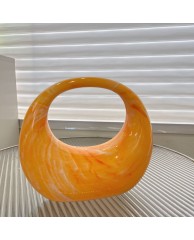 Ladies Acrylic Marble Clutch Purse - Orange 