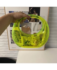 Ladies Acrylic Clutch Purse Transparent - Neon