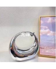 Ladies Acrylic Clutch Purse Plain - Silver 