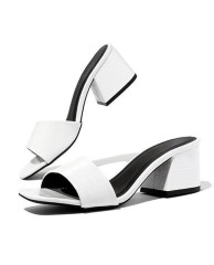 Ladies low Heel Mules - white