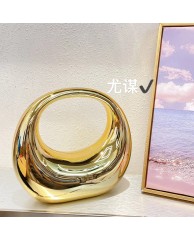 Ladies Acrylic Clutch Purse Plain - Gold