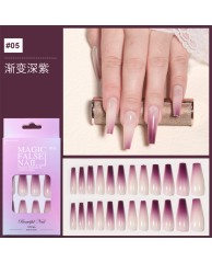 Press on Nails (Long) -  Purple|White 