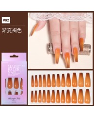 Press on Nails (Long ) - Yellow|Brown 