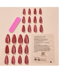 Shiny Chrome Press On Nails - Wine 