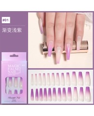 Press on Nails (Long ) - Purple |White 