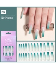 Press on Nails (long) - Green|White 