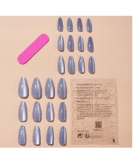 Shiny Chrome Press On Nails - Grey 