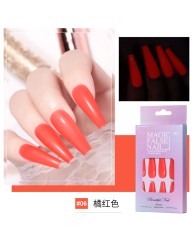 Press on Nails (Long) -  Orange Glow in the Dark 