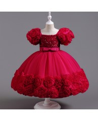 Christmas / Party Sequin with rose dress - Red