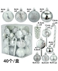 Christmas Decoration Set 40pcs - Silver |White 