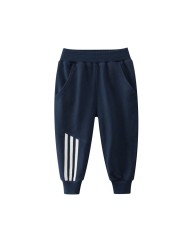 Plain Joggers with Stripe for Children - Navy Blue 
