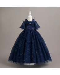 Girls Christmas / Party Stone Dress - Blue 