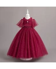 Girls Christmas / Party Stone Dress - Red