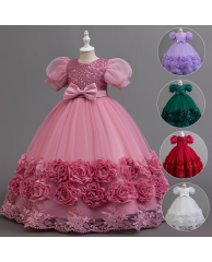 Girls Christmas / Party Rose Dress - Pink