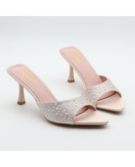 Ladies Stoned Party low mules - White 