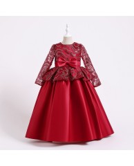 Girls Christmas / Party Lace Dress - Red