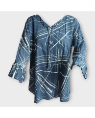 Stripped Cotton Rope Blouse - Blue 