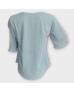 Ruffled Hand Short Sleeve Chiffon Blouse - Blue