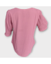 Ruffled Hand Short Sleeve Chiffon Blouse - Pink 