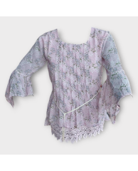 Pleated Rope Chiffon Blouse - Lilac