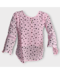 Polka Dot Chiffon Blouse - Pink 