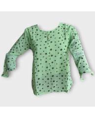 Polka Dot Chiffon Blouse - Green 