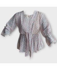 Floral Chiffon Blouse - Grey 