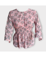 Floral Buttoned Chiffon Blouse - Pink 